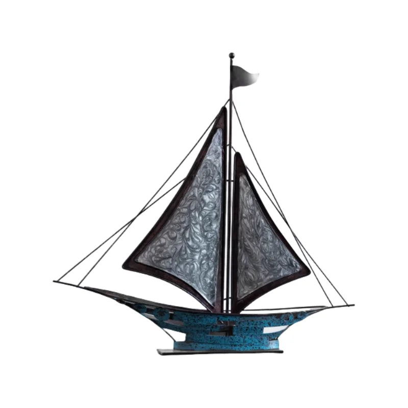 Afralia™ Retro Sailboat Handicrafts: Realistic Handmade Tabletop Boat Statue for Home Decoration
