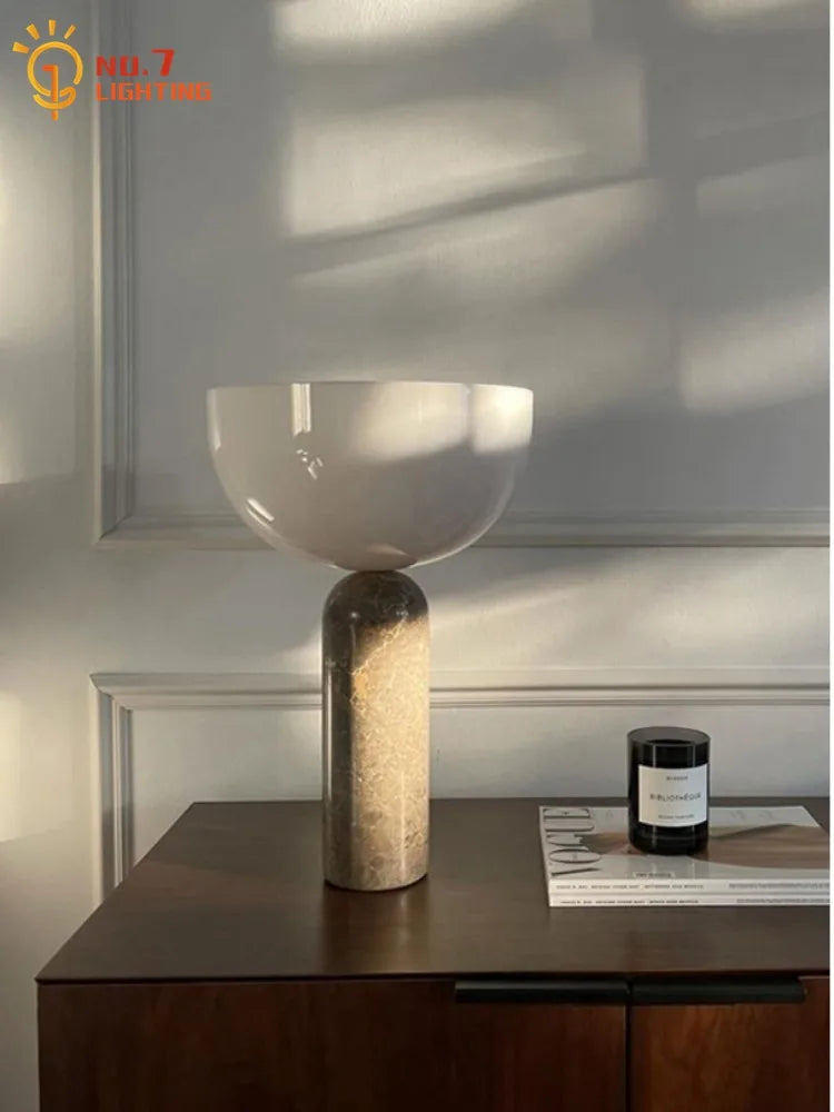 Afralia™ Marble Mushroom Table Lamp LED Minimalist Modern Light Fixtures