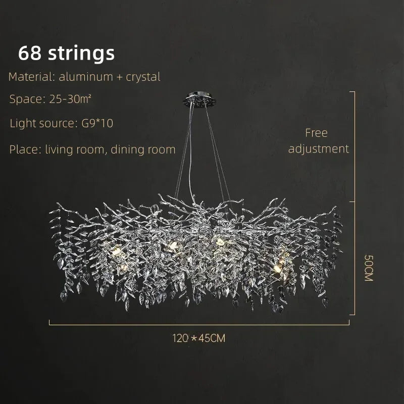 Afralia™ Luxury Crystal Chrome Chandelier Silver Gold LED Tree Branch Chandelier for Living Dining Room