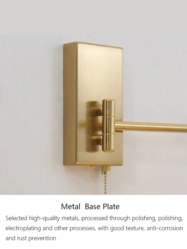 Afralia™ Brass Swing Arm Wall Sconce Creamic Wall Lights