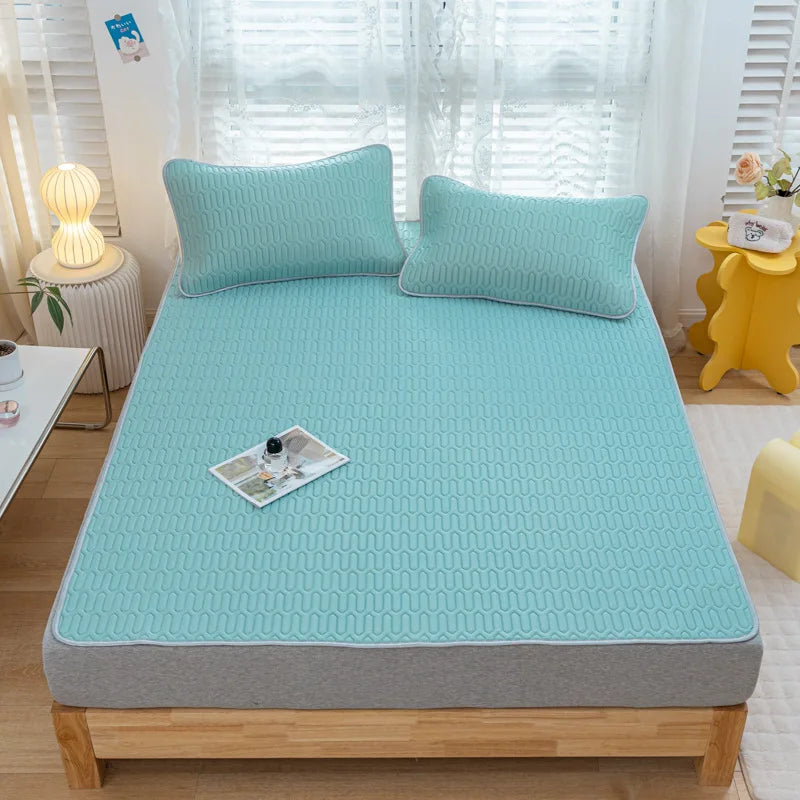 Afralia™ Cooling Latex Summer Mat Set with Rayon Quilted Sheet & Pillowcase