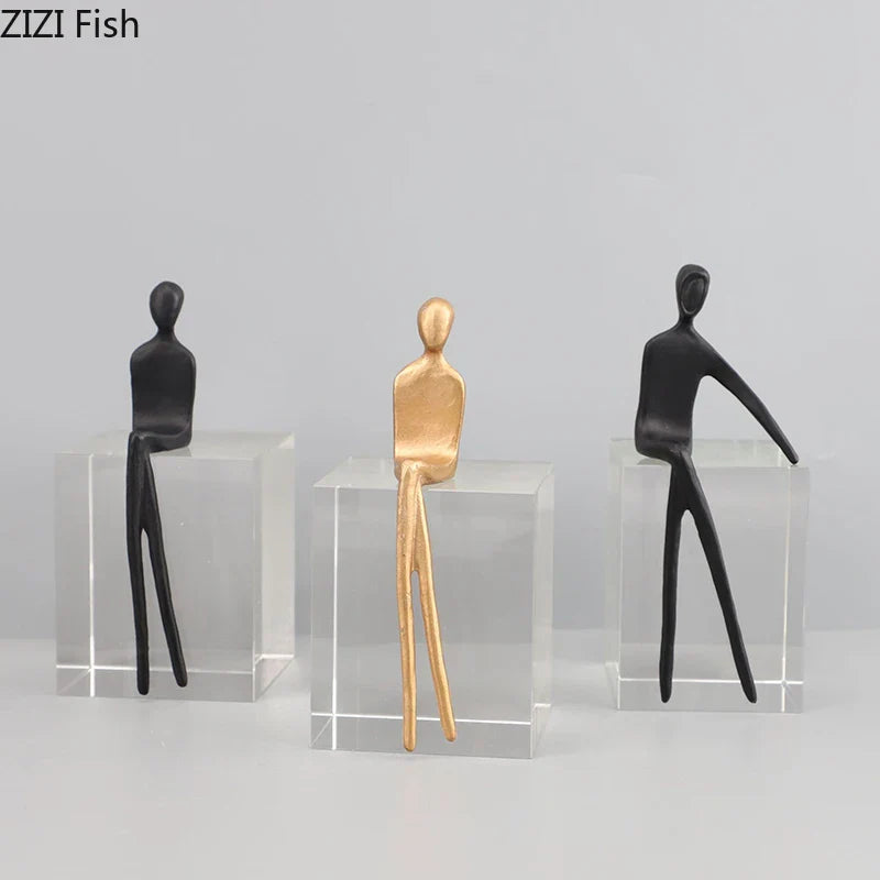 Afralia™ Abstract Character Sculpture with Crystal Base for Modern Room Decor