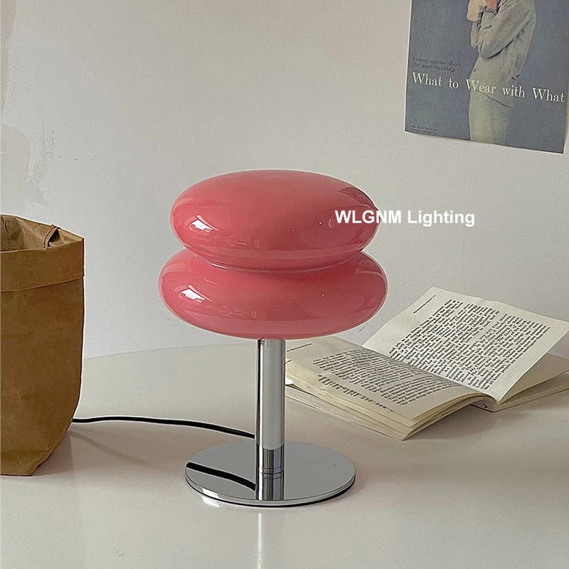 Afralia™ Macaron Glass Table Lamp: Elegant Desk Light for Bedroom and Living Room Décor