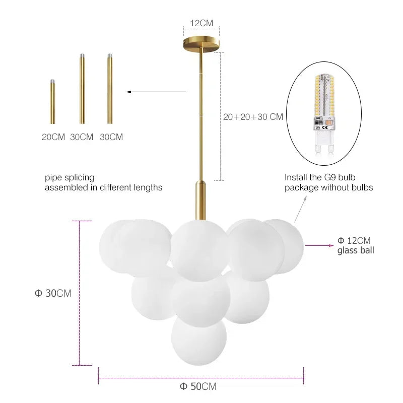 Afralia™ Elegant Glass Chandelier for Living Room Dining Decor
