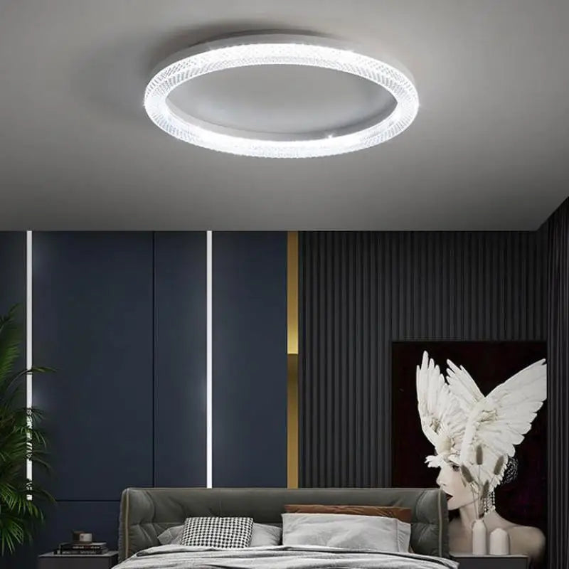 Afralia™ Modern Luxury Gold Ceiling Lamp: Circular Ring LED Light for Bedroom, Dining, Kitchen