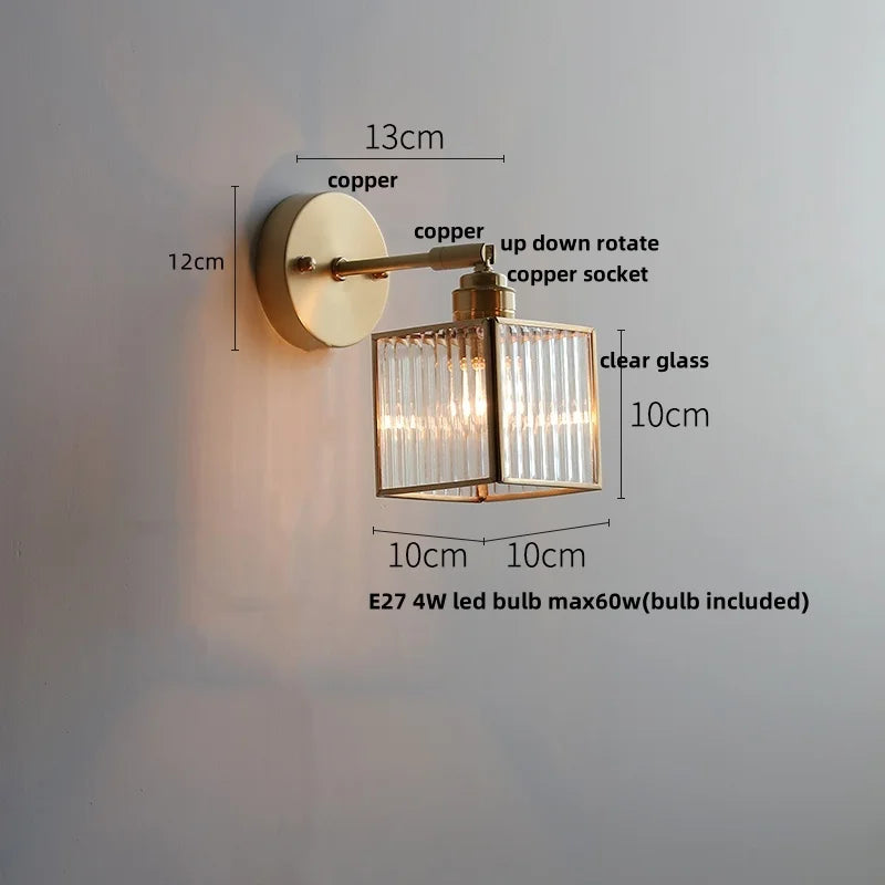 Afralia™ Glass LED Wall Light with Pull Chain Switch, Rotating Japanese Style Bedside Lamp