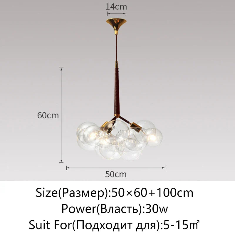 Nordic Glass Chandelier Ceiling Pendant Light by Afralia™. Luxe Home Decor Fixture for Living Room and Bedroom.