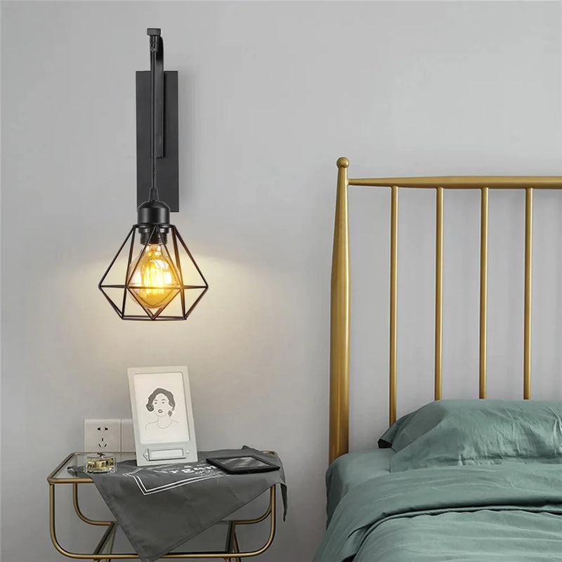 Afralia™ Modern Iron Wood Wall Lamp for Bedroom Living Room Lighting