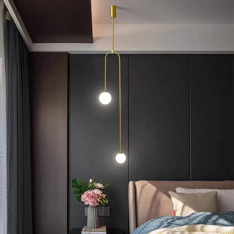 Afralia™ Glass Ball Brass Pendant Lights LED for Restaurant and Bedroom Lighting