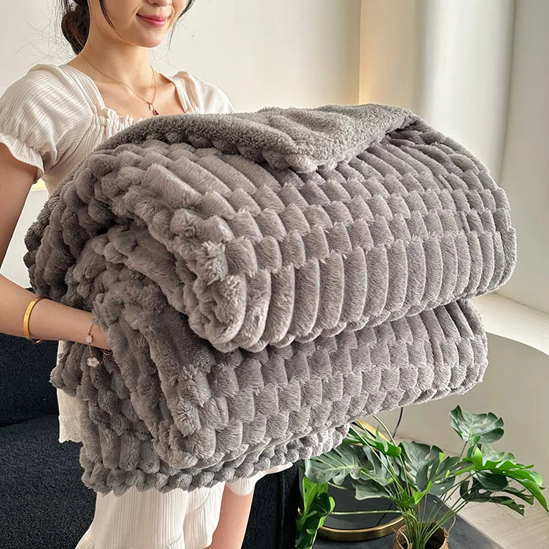 Afralia™ Double-Layer Lamb Plush Throw Blanket for Home and Travel