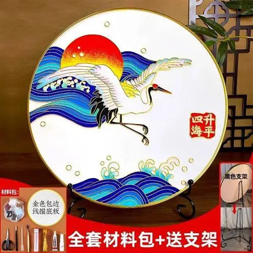 Afralia™ Cloisonne Silk Enamel Painting DIY Kit - Beginner Handmade Material Package