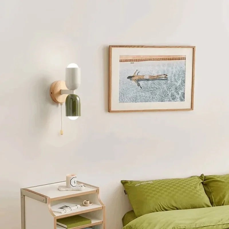 Afralia™ Cream Zipper Wooden Wall Lamp: Minimalist Nordic Design for Bedroom, Living Room Illumination