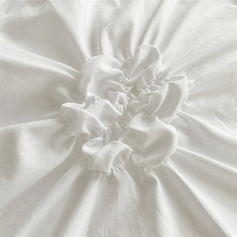 Afralia™ Luxury Pinch Pleated Duvet Cover Set Queen - Solid Color Bedding Set