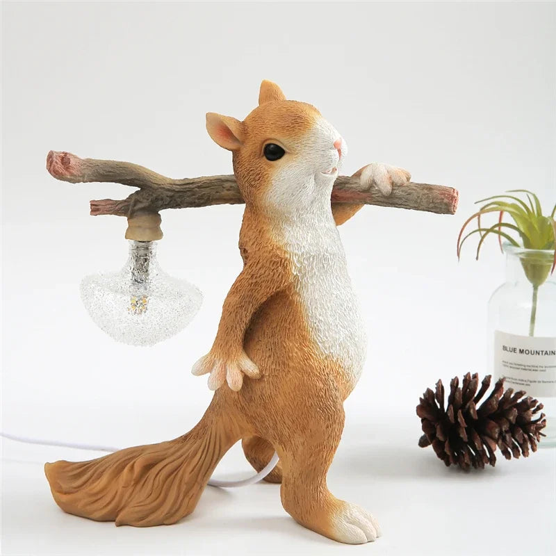 Afralia™ Squirrel Resin Table Lamp: Nordic Designer Princess Room Decor Desk Light