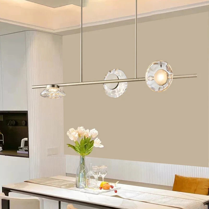 Afralia™ Glass LED Chandeliers Gold Metal 3000K: Restaurant Parlor Kitchen Dining Lighting