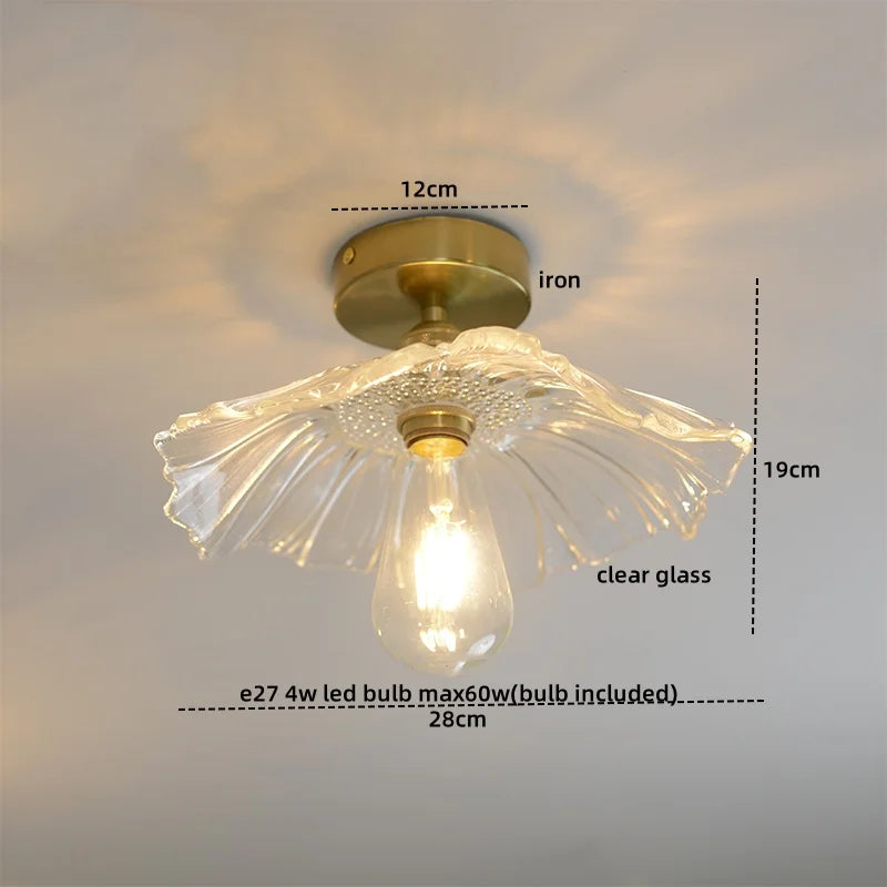 Afralia™ Amber Glass LED Ceiling Lights Modern Home Lighting Copper Socket