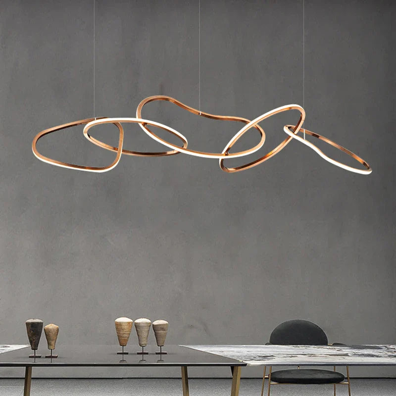 Afralia™ LED Ring Chandelier for Living Dining Room - Postmodern Luxury Minimalist Art Lighting