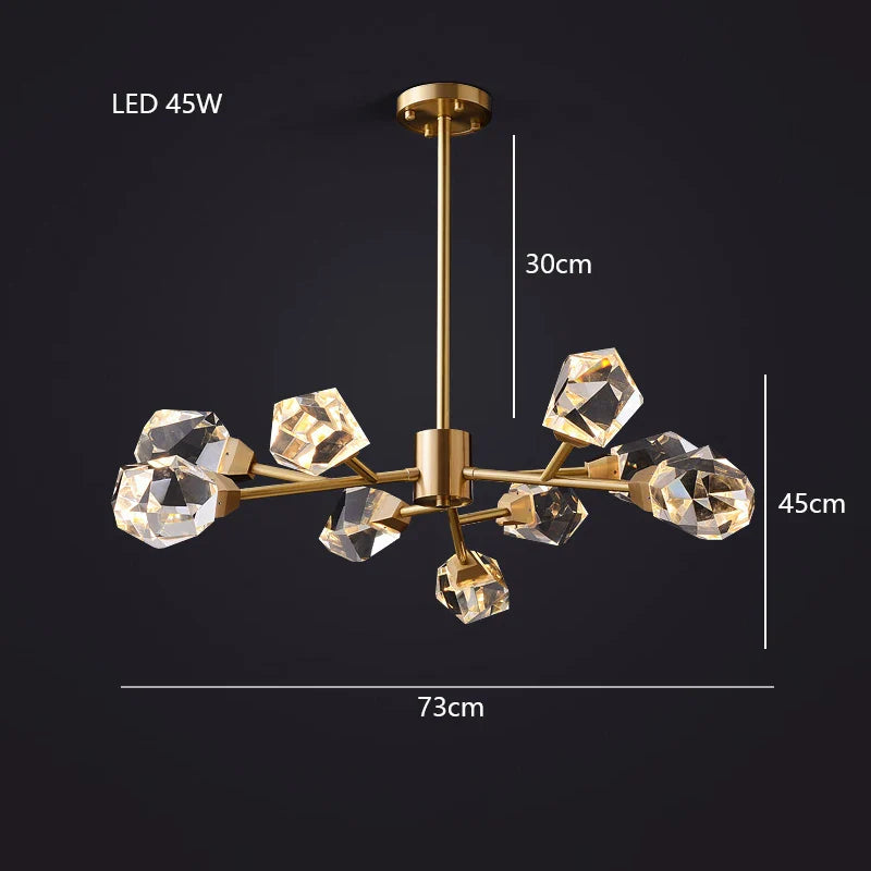Afralia™ Diamond Crystal Brass LED Pendant Light Gold Luxury Hanglamp