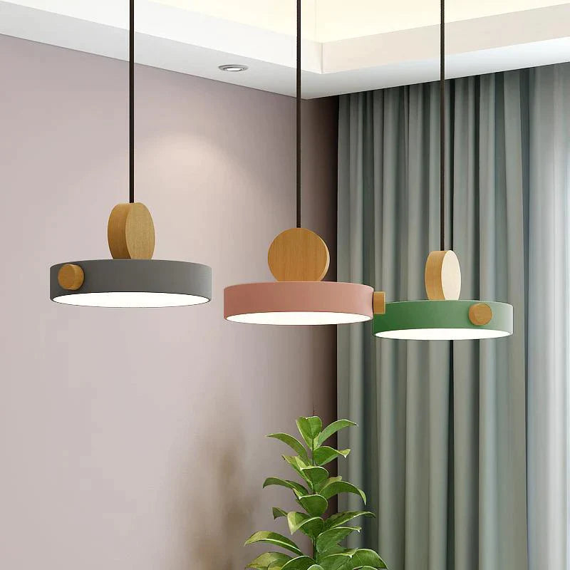 Afralia™ Wood Macaron LED Pendant Light for Home Decor