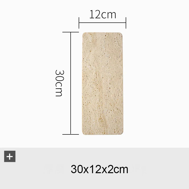 Afralia™ Beige Travertine Marble Plate for Pastry Cheese Dessert Coffee & Bathroom Essentials