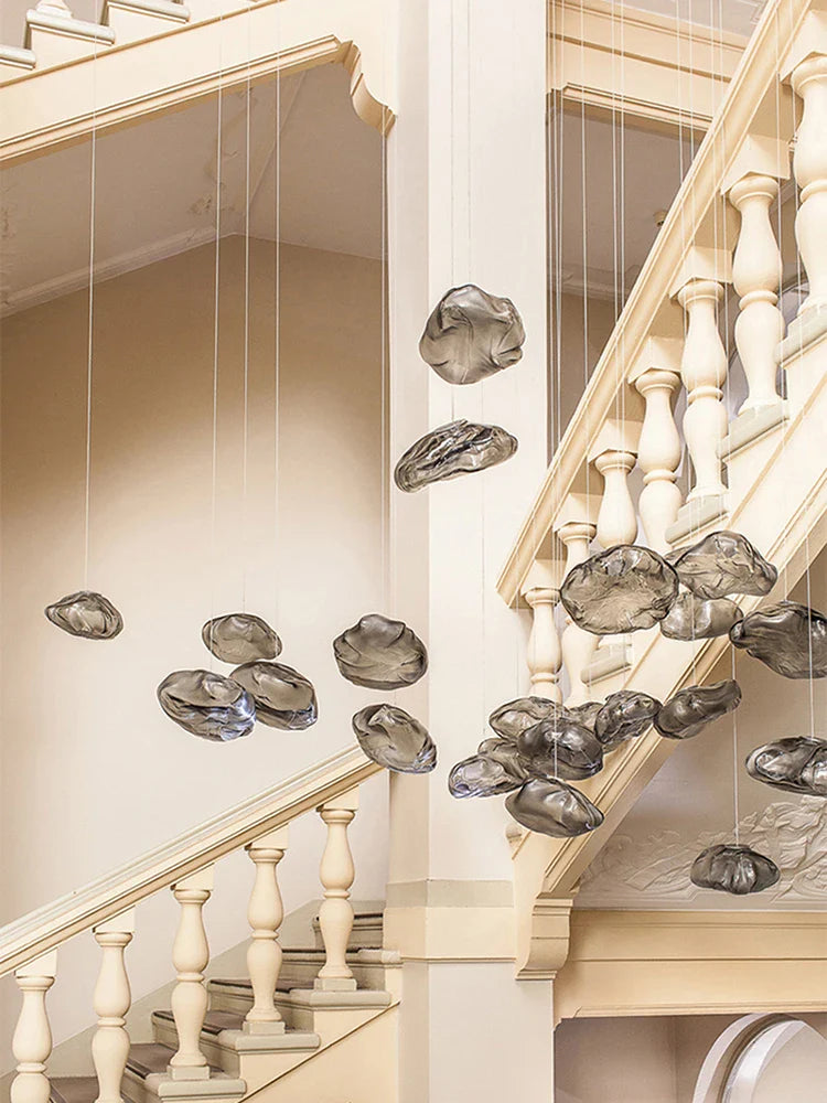 Afralia™ Modern Loft Glass Pendant Lights for Living Room & Stairwell Chandeliers