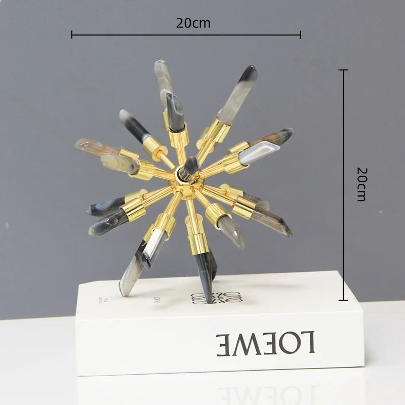 Afralia™ Crystal Metal Sea Urchin Figurine Home Decor Ornament