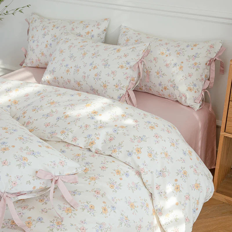 Afralia™ Floral Cotton Bedding Set - Single to King Sizes - Duvet Cover, Sheet, Pillowcases