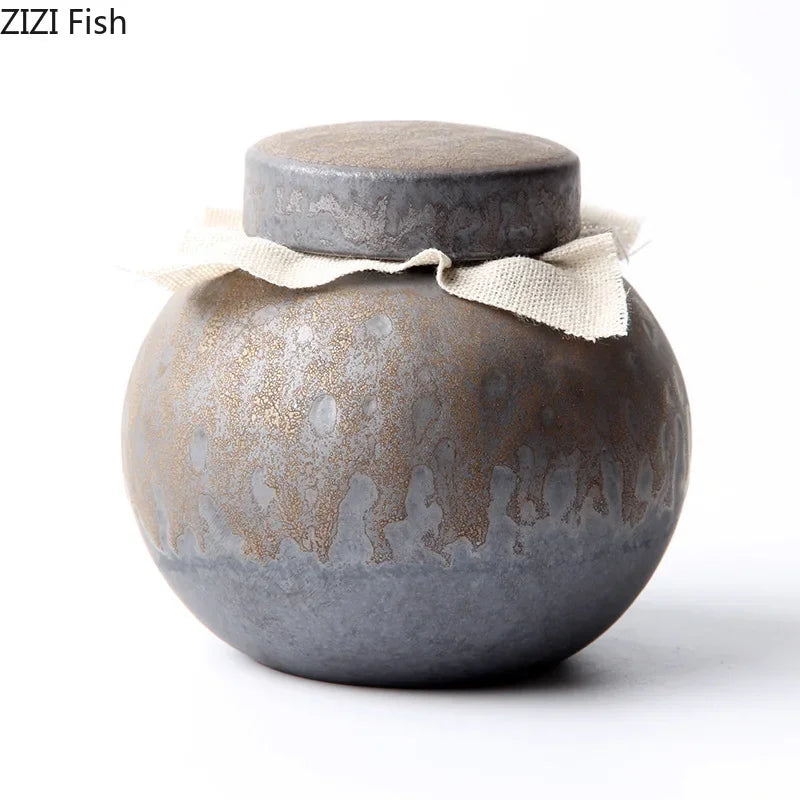 Afralia™ Ceramic Tea Canister - Sealed Storage Jar for Coffee, Tea, and Candy