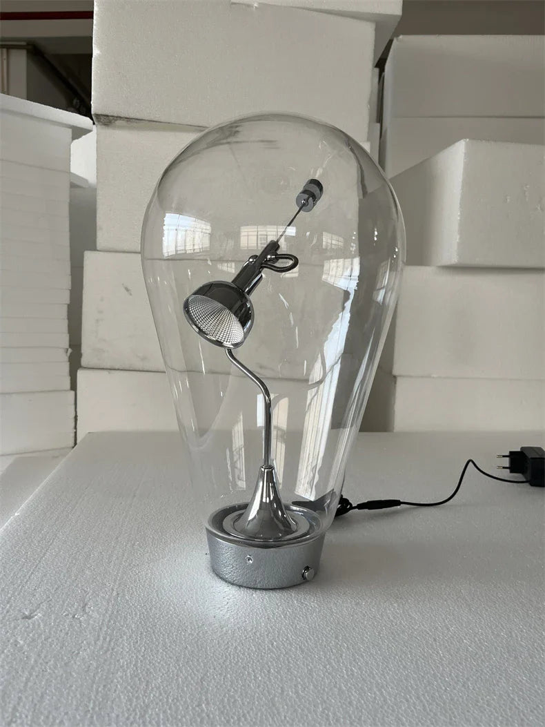 Afralia™ Glass Desk Lamp: Italian Vintage Dimmable Rotary Table Light