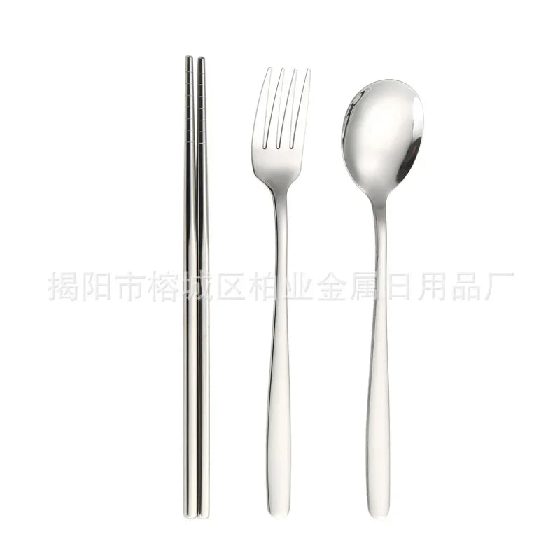 Afralia™ Stainless Steel Cutlery Set with Box Holder - 3PCS Dinnerware