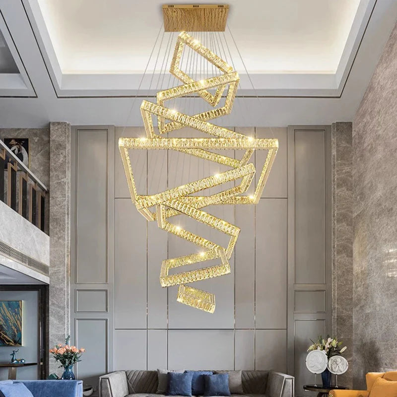 Afralia™ Crystal Chandelier: Elegant Living Room & Stair Pendant Light