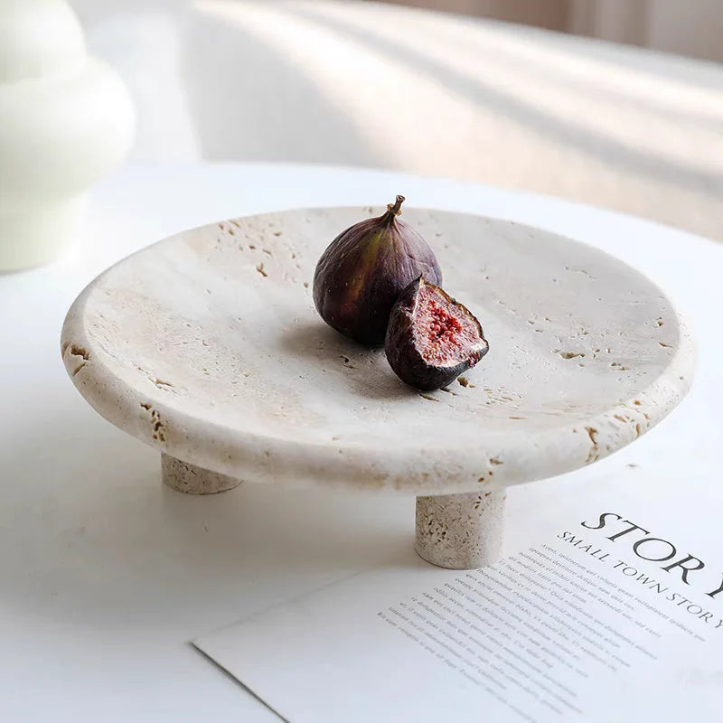 Afralia™ Marble Tray Bowl Decor Vintage Stone Table Jewelry Plate