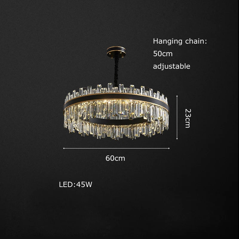Afralia™ Crystal Chandelier Round Light Fixture for Luxury Living Room Décor