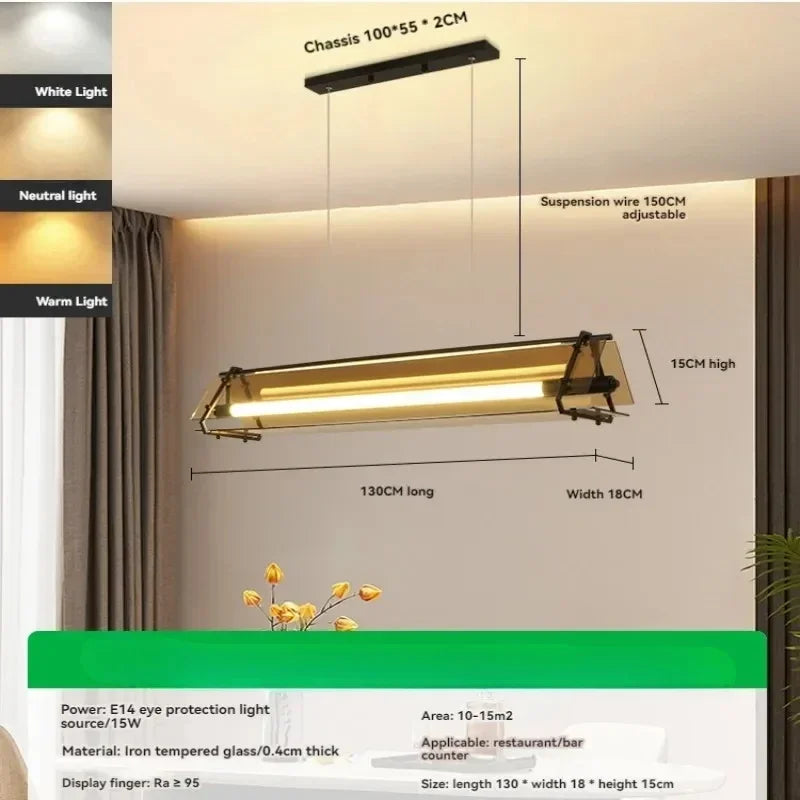 Afralia™ Glass LED Tube Chandelier Pendant - Nordic Style for Dining Room, Kitchen, Living Room