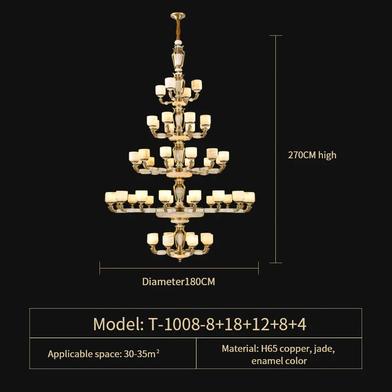 Afralia™ Zinc Alloy European Chandelier with Natural Jade Accent for Villa Living Room