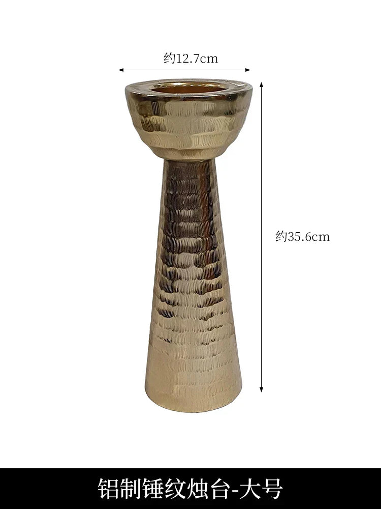 Golden Aluminum Hammered Candle Holder Bowl Vase by Afralia™ for Home Décor Ornaments