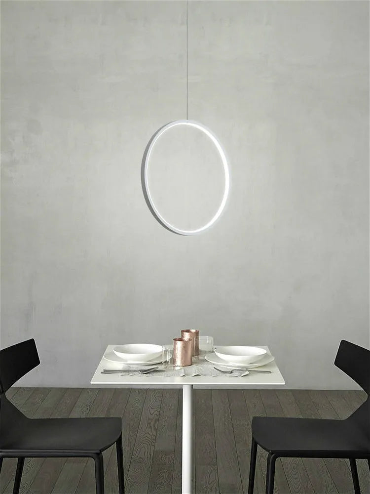 Afralia™ LED Ring Chandelier: Minimalist Black Circle Pendant Light for Living Room Lighting