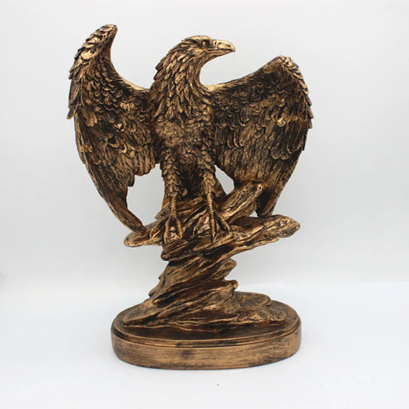 Afralia™ Golden Eagle Wings Spread Resin Statue Home & Office Decor Art Craft