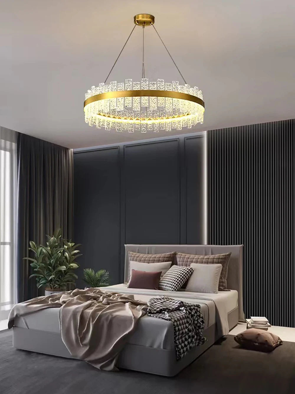 Afralia™ Crystal LED Chandelier: Gold/Black Luxury Pendant Lighting for Home
