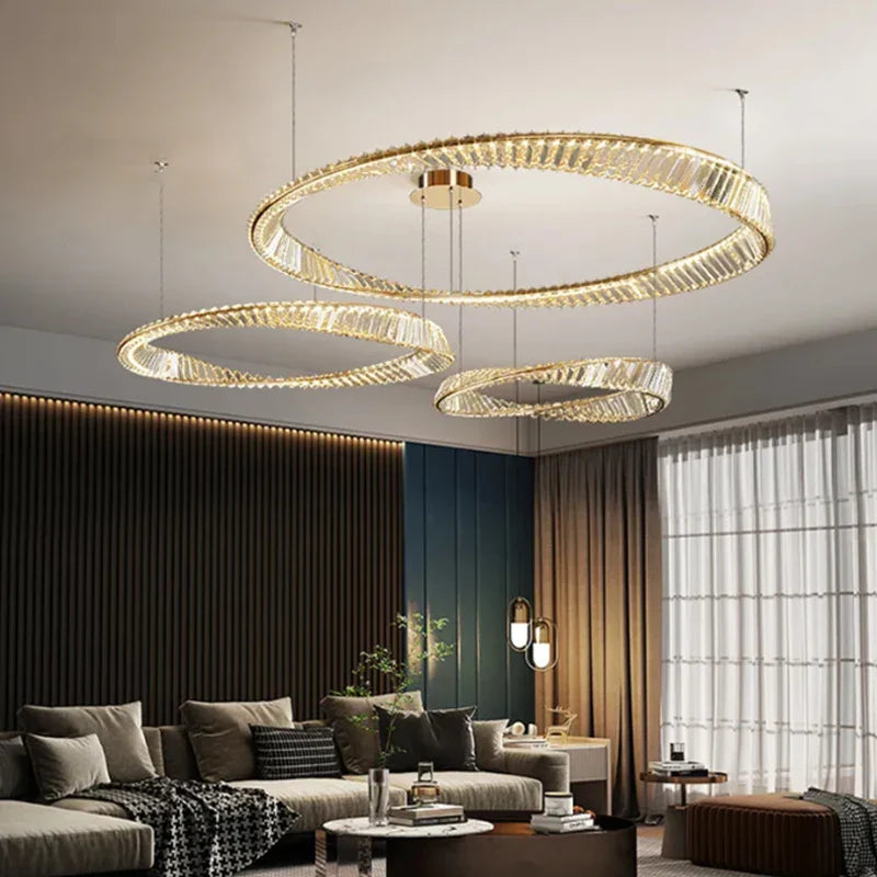 Afralia™ Nordic Luxury Crystal Ceiling Chandelier LED Lighting for Home Decor