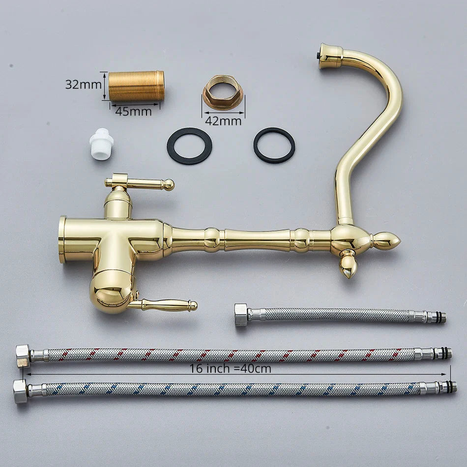 Afralia™ Dual Spout Filter Faucet with 360° Rotation for Kitchen Water Purification