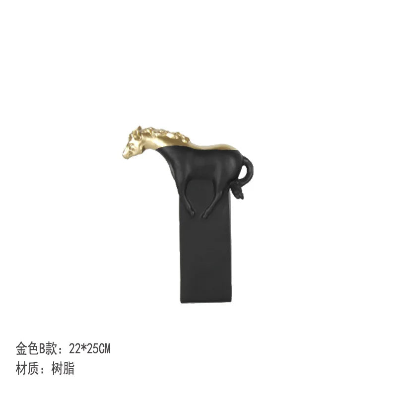 Afralia™ Resin Horse Statue Abstract Sculpture Figurine Home Decor Art Ornament