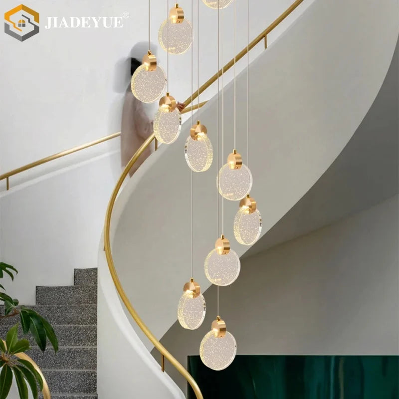 Afralia™ Crystal Spiral Chandelier LED Modern Minimalist Staircase Living Room Light