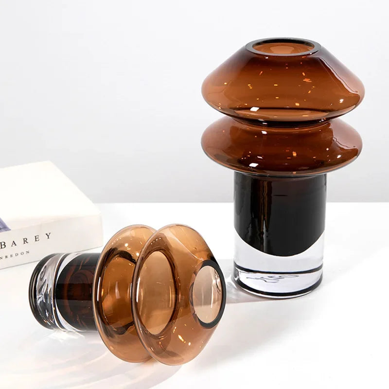 Afralia™ Mushroom Shape Glass Vase for Home Decor and Floral Arrangements