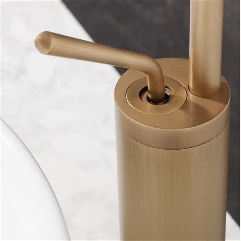 Afralia™ Antique Brass Bathroom Basin Faucet Hot Cold Black Sink Mixer Kitchen Water Crane