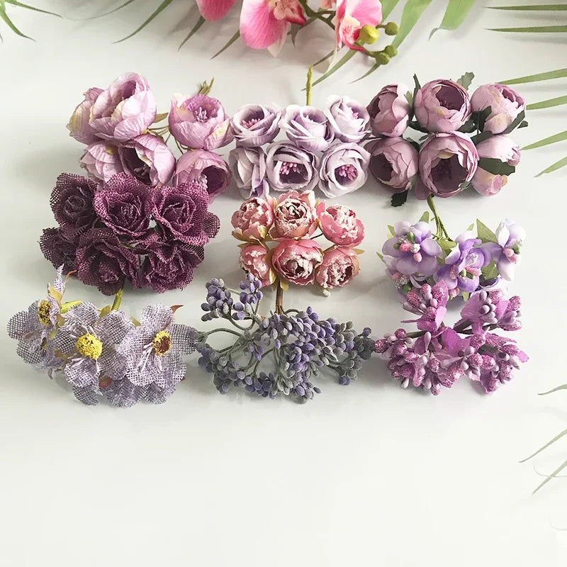 Afralia™ Purple Flower Cherry Stamen Berries Bundle for DIY Decor