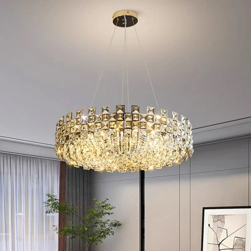 Afralia™ Luxury Crystal Chandelier Pendant Light for Living Room Dining Room Ceiling Light