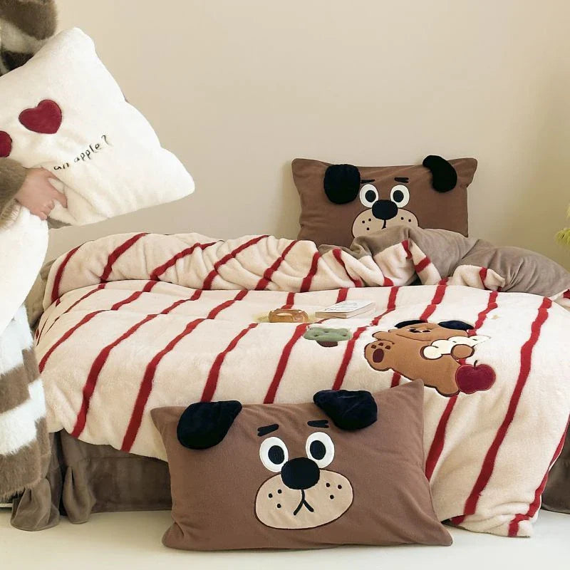 Afralia™ Cozy Autumn Winter King Size Duvet Set with Velvet Blanket Cover