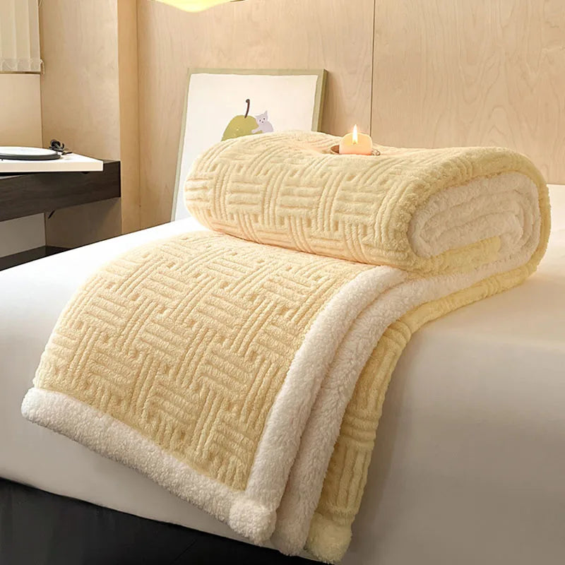 Afralia™ Jacquard Lamb Wool Double-Layer Blanket for Cozy Comfort & Style