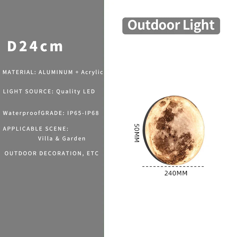Afralia™ Moon Aluminum Wall Lamp for Outdoor Waterproof IP65 Decorative Lighting
